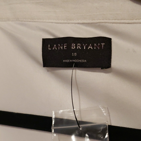 Lane Bryant Cotton White V-Neck Midi Dress with Tie Waist - Picture 2 of 8